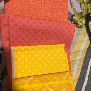 Fat quarter fabric set of 4 orange/yellow NEW